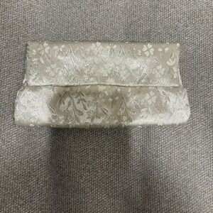 Floral Jacquard Evening Clutch in Champagne Gold